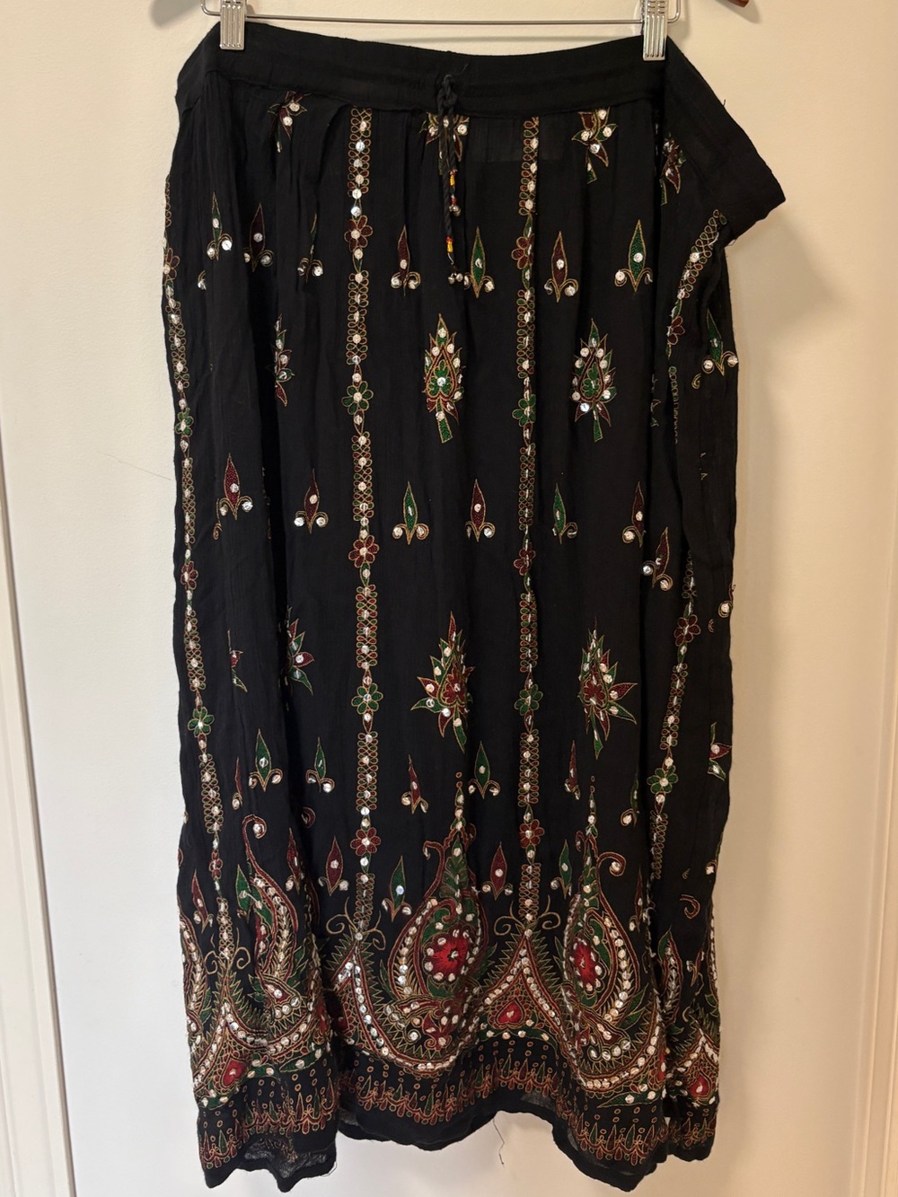 Boho Summer Skirt Embroidered Sequins Mirrors Bells Plus Size 2X Rayon